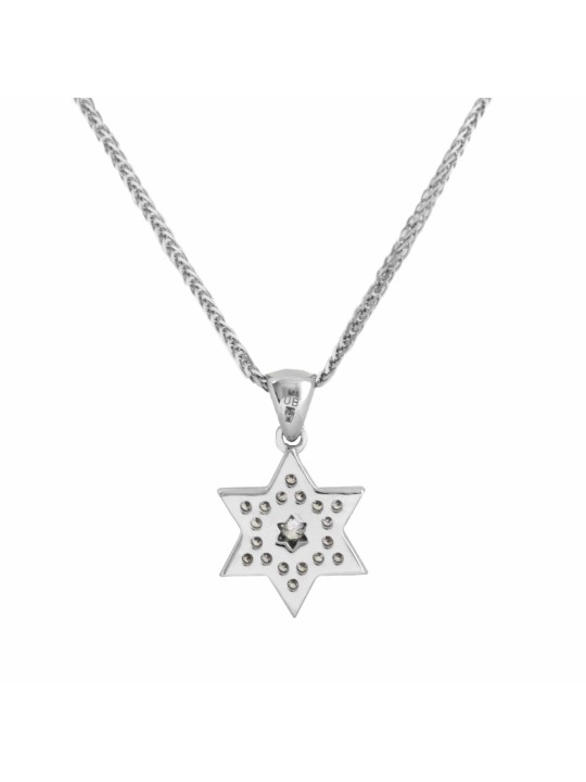 שרשרת מגן דוד מזהב צהוב משובצת די , מתנות ט"ו באב , א